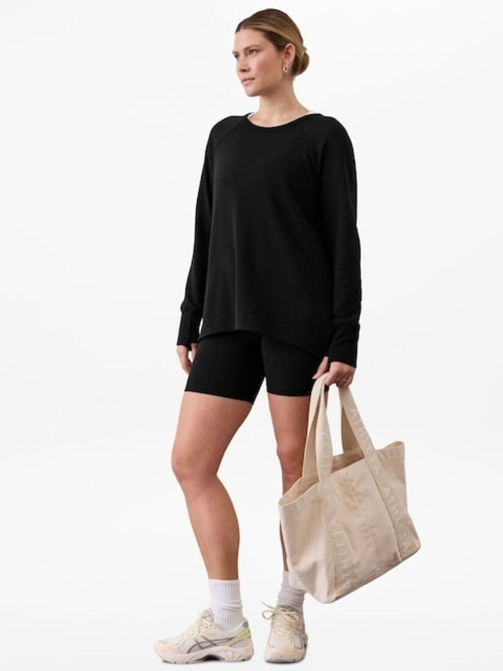 Athleta Women's Coaster Luxe Recover Sweatshirt Long Sleeve Black Size L NWOT